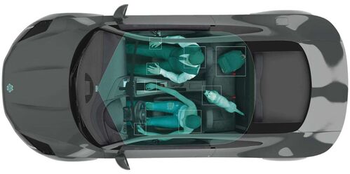 Monitoraggio dell'abitacolo con un solo sensore visivo 3D ToF (Time of FlighT)