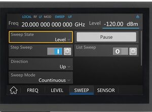 Particolare del display touch screen integrato nel pannello frontale del generatore SSG6000A