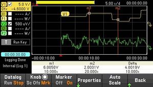 Visualizzazione dell'andamento dei valori misurati tramite il data logger integrato