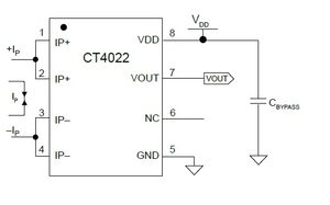 Circuito applicativo sensore di corrente Allegro CT4022