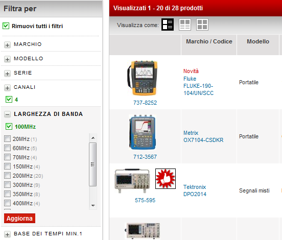 Oscilloscopi 4 canali 100 MHz
