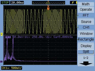 FFT su oscilloscopio Agilent 1000