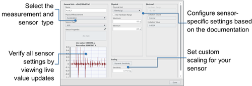 Configurazione dei canali di misura con NI FlexLogger