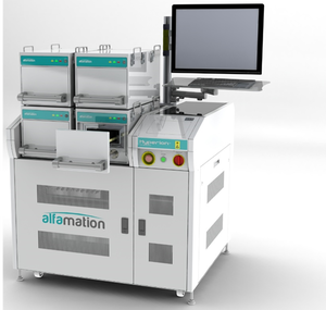 Sistema di collaudo funzionale Hyperion di Alfamation equipaggiato con 4 camere RF di prova