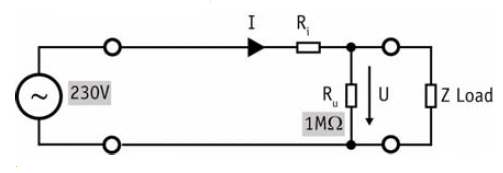 Configurazione wattmetro con misura esatta di tensione