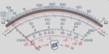 In un comunissimo multimetro analogico, la scala che riporta i valori di resistenza è  fortemente non lineare, a differenza di quelle che indicano i valori di tensione e corrente