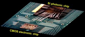 Accoppiamento di un chip fotonico con un chip CMOS dedicato contenente l’elettronica di lettura multicanale a basso rumore