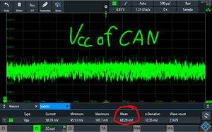 Offset a 4,92 V e scala verticale a 20 mV/div